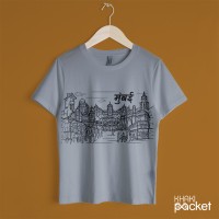 Mumbai Line Art T-Shirt-Grey
