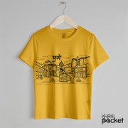 Pune Line Art T-Shirt- Yellow