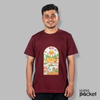 Bharat Line Art T-Shirt-Maroon